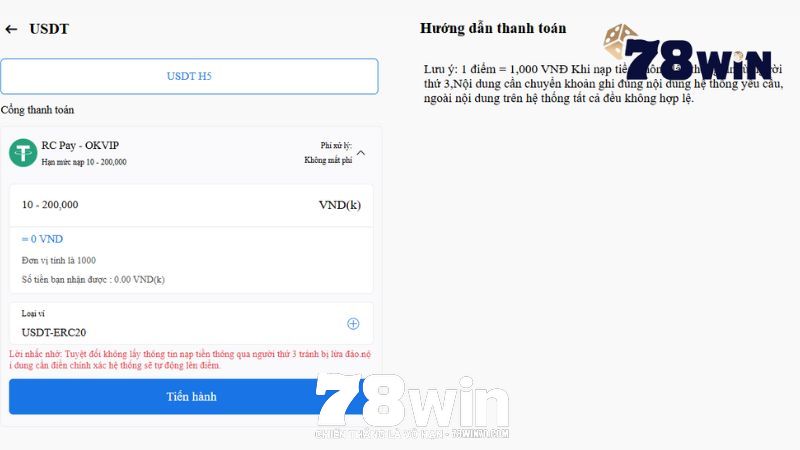 Chuyển tiền qua ví điện tử USDT