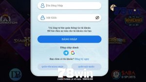 Nhập liệu vào form đăng nhập 78win