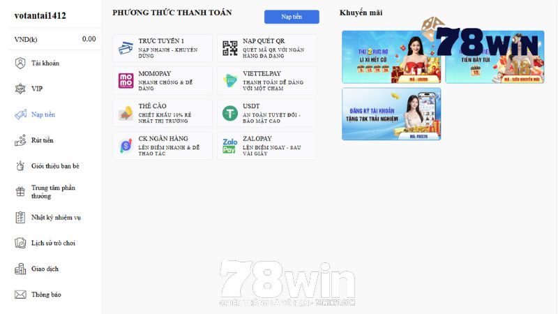 Giải đáp thắc mắc về quy trình nạp tiền 78win
