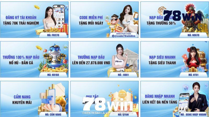 Khuyến mãi 78win Khuyến mãi 78win siêu hot chỉ dành cho tân thủ